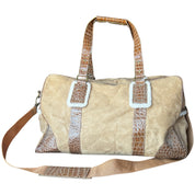 Suede Faux Snakeskin Duffle Bag