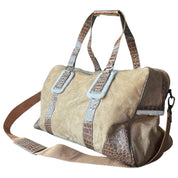 Suede Faux Snakeskin Duffle Bag