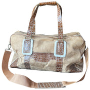 Suede Faux Snakeskin Duffle Bag