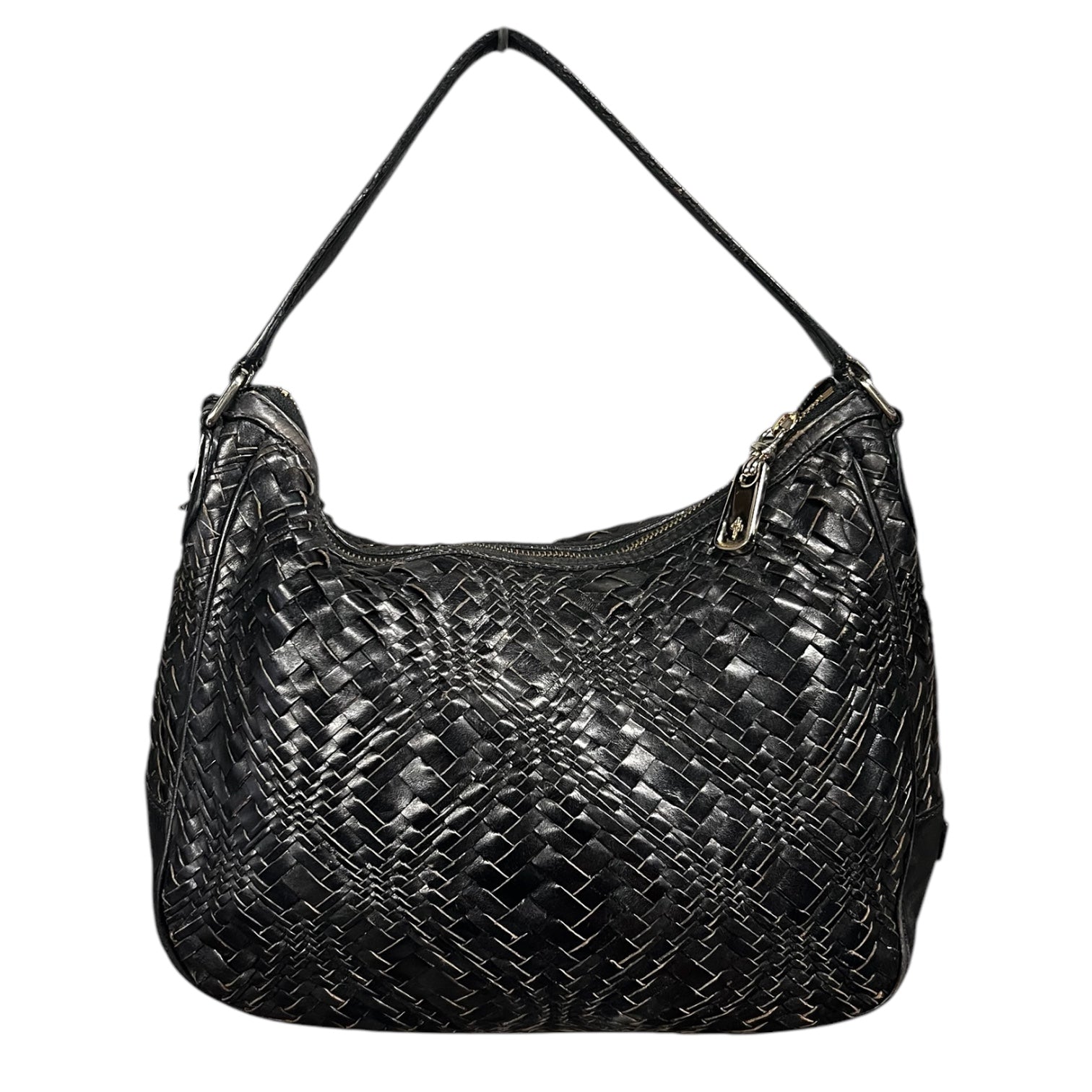 Cole Haan 2way バッグ　（牛皮）　ブラック Cole Haan Black Woven Leather Bag – Holy Thrift