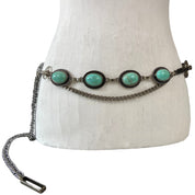 Silver Turquoise Chain Waist Belt