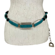 BLUE AND SILVER PLATE CHUNKY TURQUOISE belt