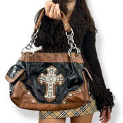 Grunge Rhinestone Cross Bag