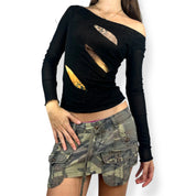 Leopard Print Rip Style Top (XS)
