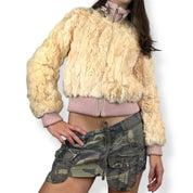 Pink & Tan Genuine Fur Jacket (XS/S)