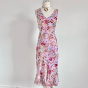 Vintage Floral Fairy Ruffle Midi Dress (L)