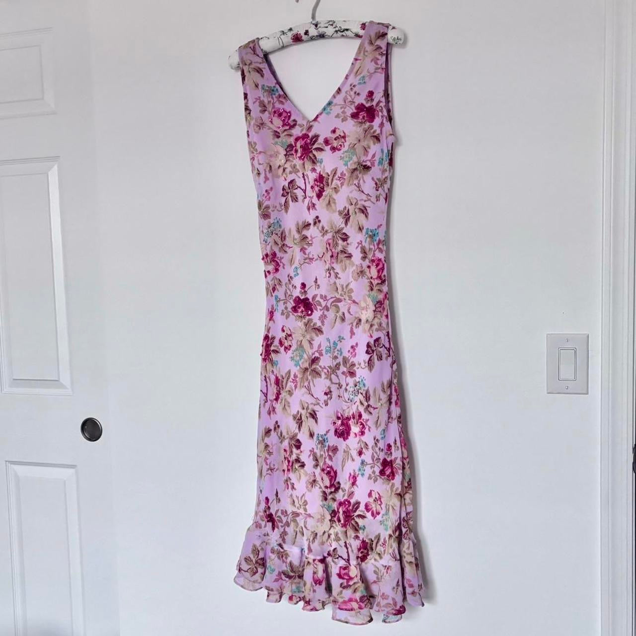 Vintage Floral Fairy Ruffle Midi Dress (L)