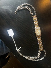 Silver Gold Rectangular Watch Choker