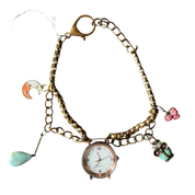 Bronze Charm Watch Choker