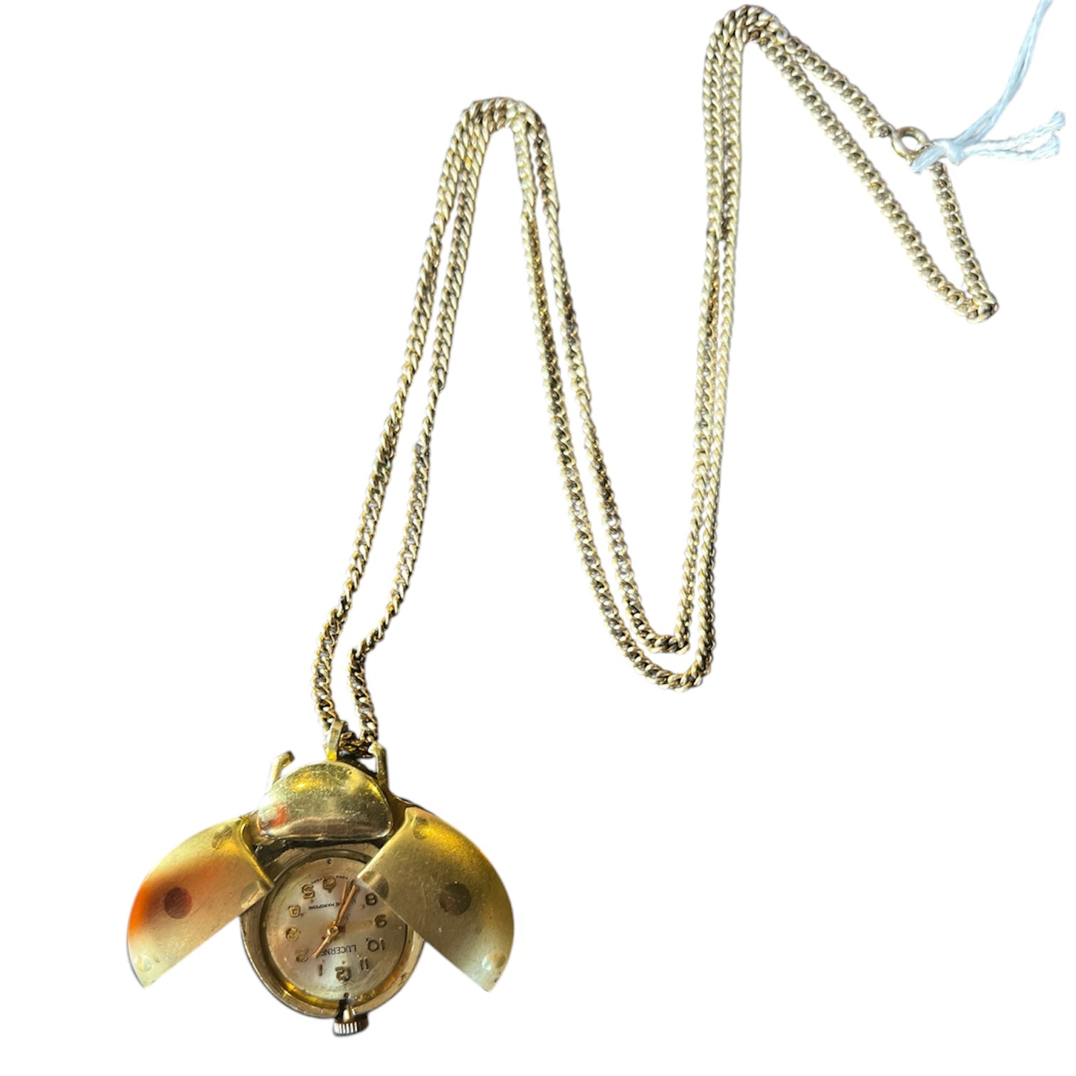 Gold Ladybug Watch Necklace