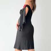 Vintage One Shoulder Mini Black Dress (M)