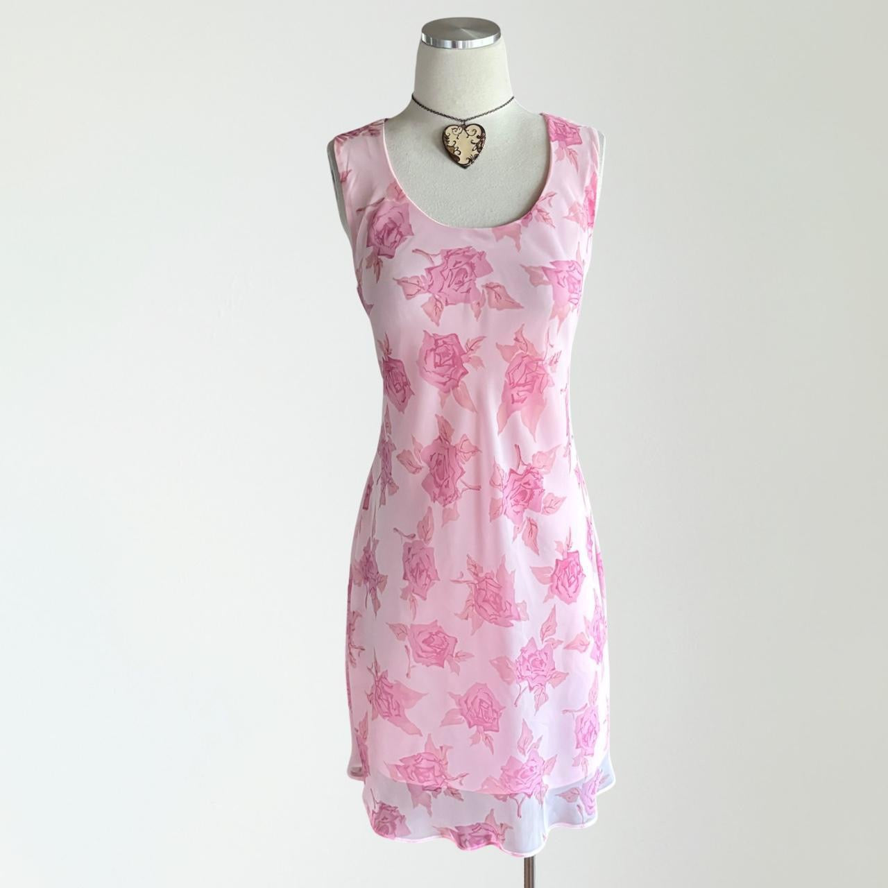 Y2K Floral Mini Pastel Babygirl Pink Dress (M)