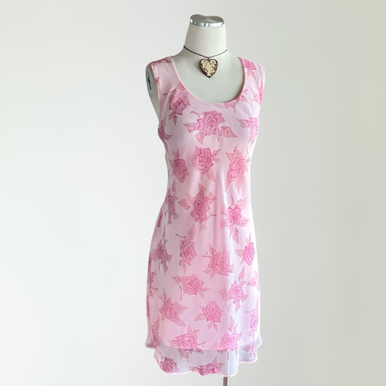 Y2K Floral Mini Pastel Babygirl Pink Dress (M)
