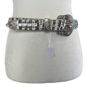 Leather Zebra Print Rhinestone Belt