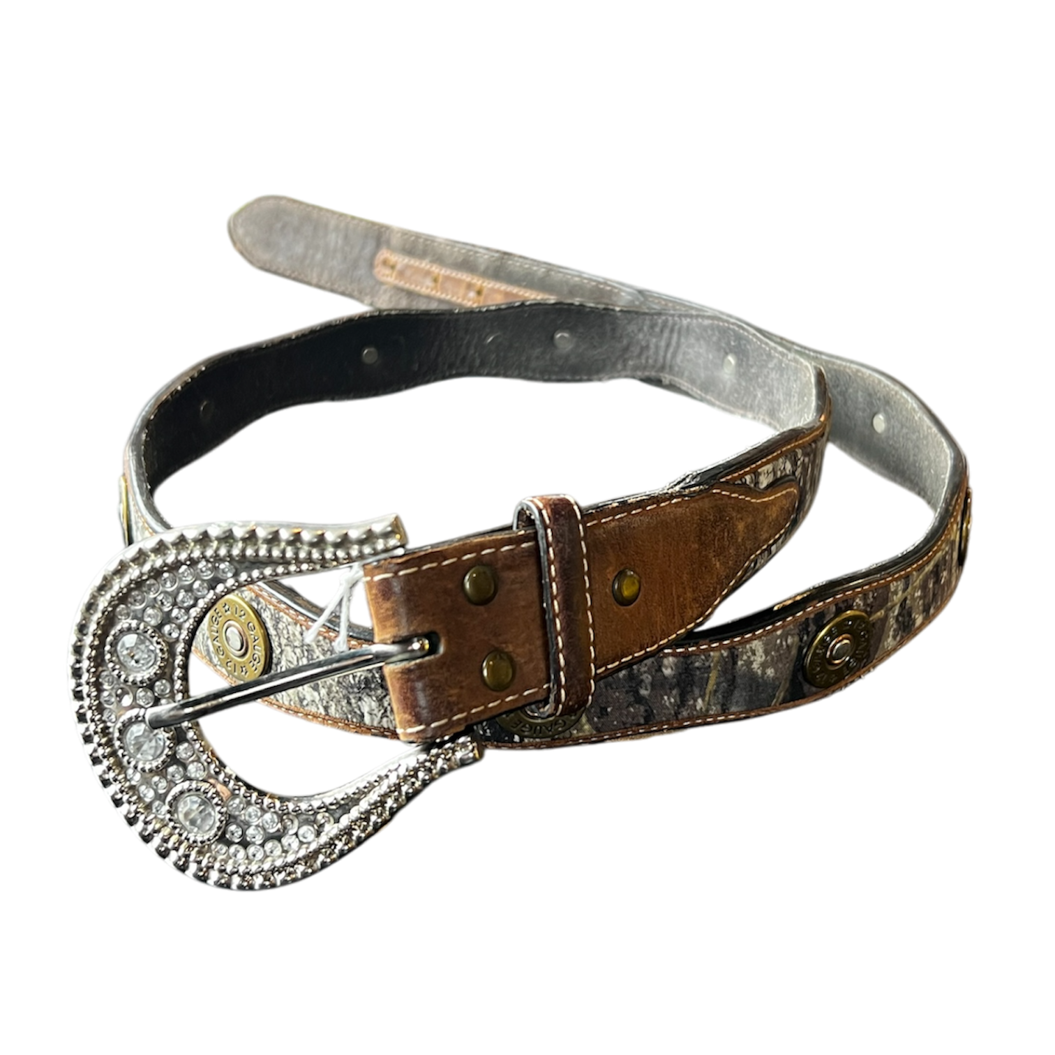Camo Leather Rhinestone Belt