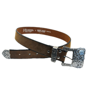 Brown Leather Silver Buckle Belt