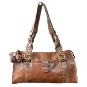 Brown Leather Braided Handbag