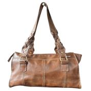 Brown Leather Braided Handbag