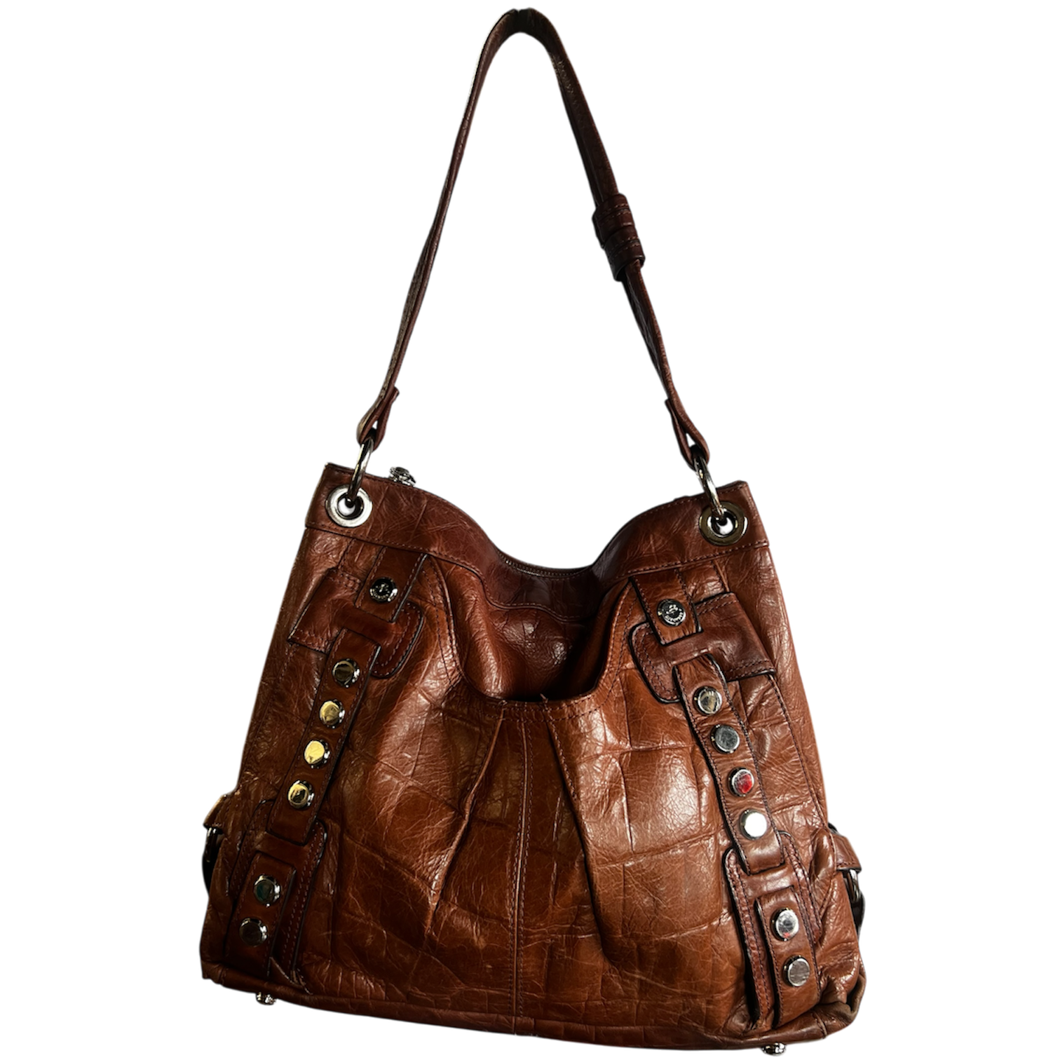 B Makowsky Brown Crocodile Purse