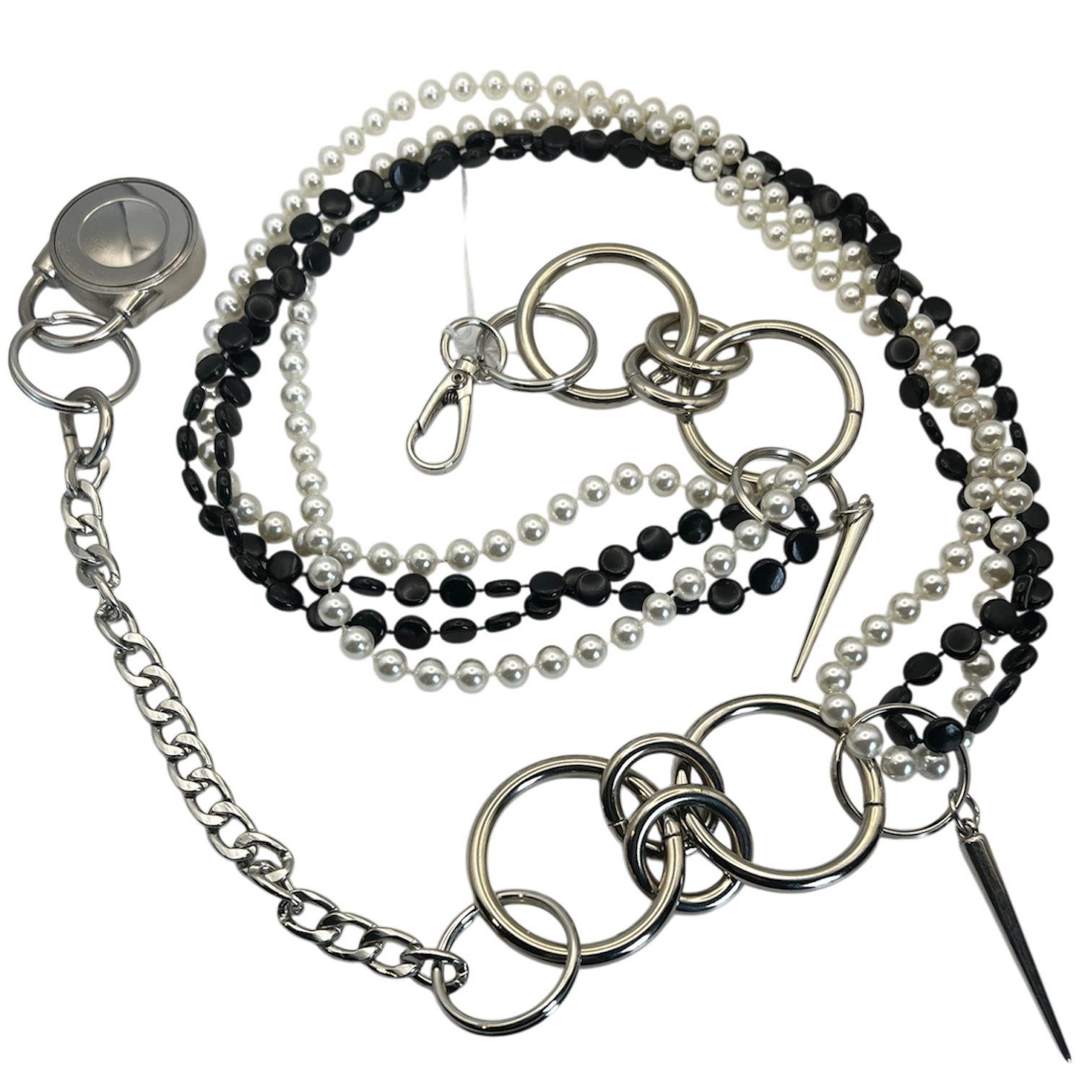 Black White Pearl Chain Belt