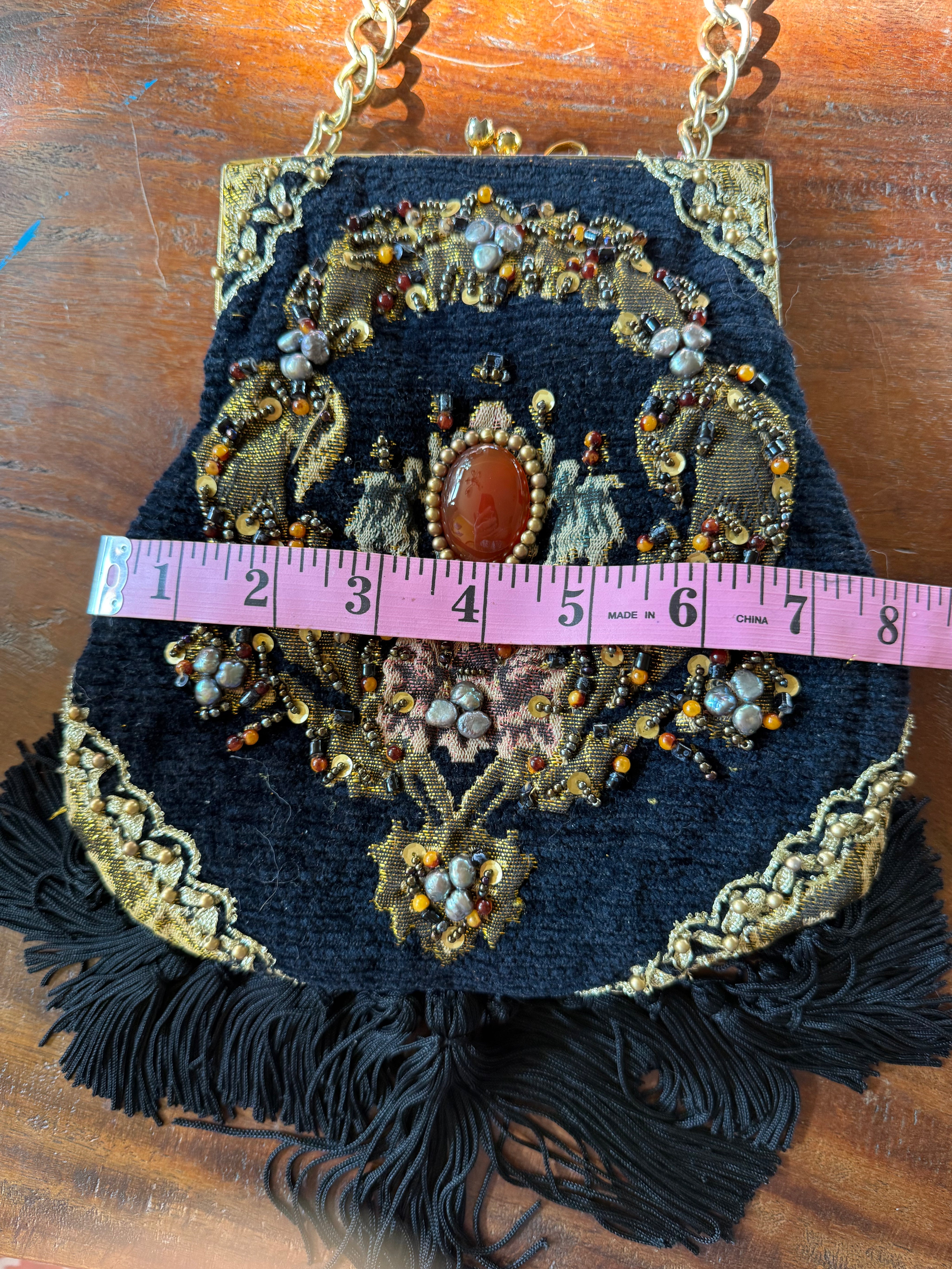 Mary Frances black embellished evening bag