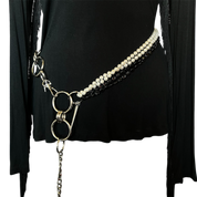 Black White Pearl Chain Belt