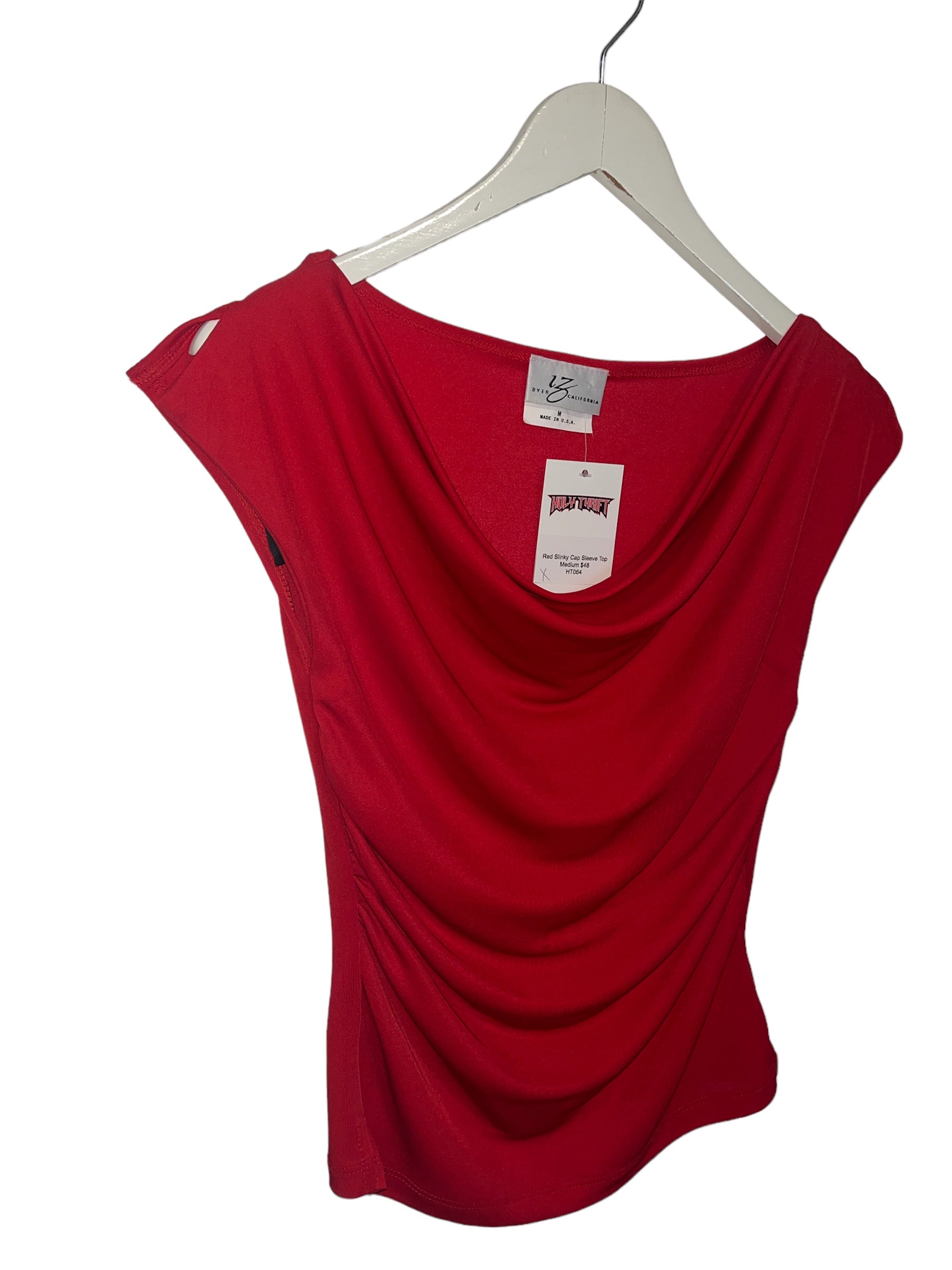 Cherry red slink top - medium