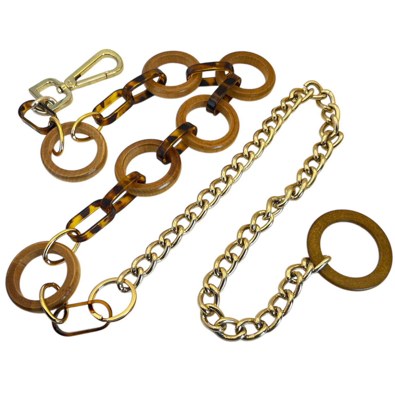 Wood Circle Tortoiseshell Chain Belt