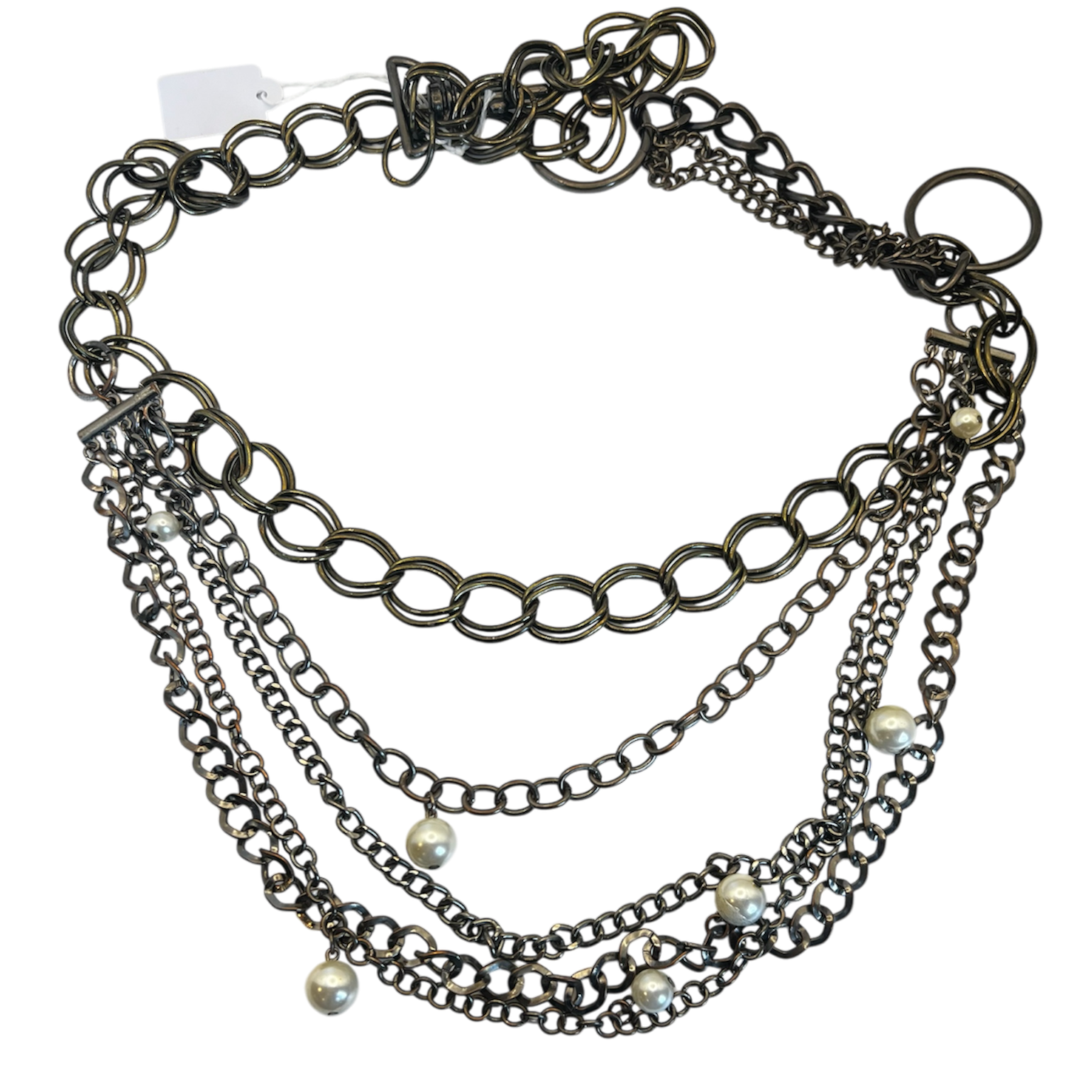 Dark Chain Faux Pearl Belt