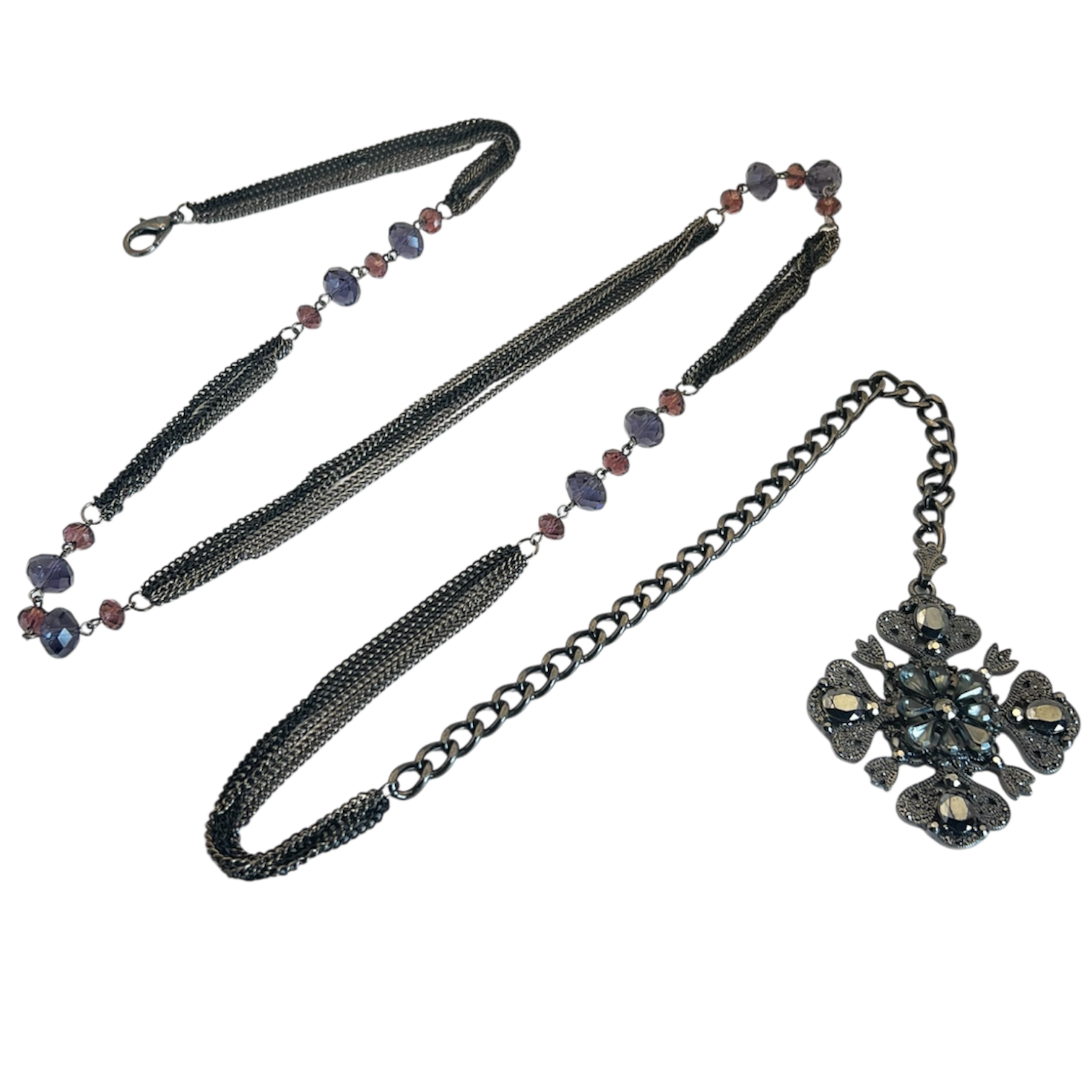 Purple Bead Black Chain Belt
