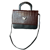 Brown Black Leather Brief Purse