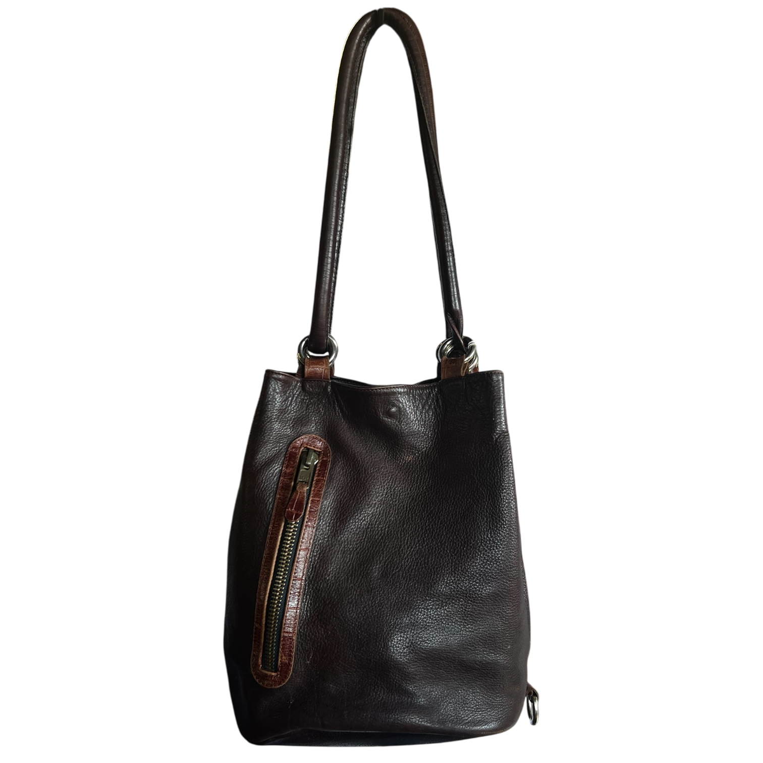 Brown Two Tone Leather Bag
