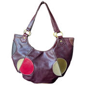 Maroon Leather Circular Multicolor Purse