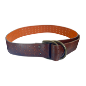 Brown Leather Bronze Loop Belt