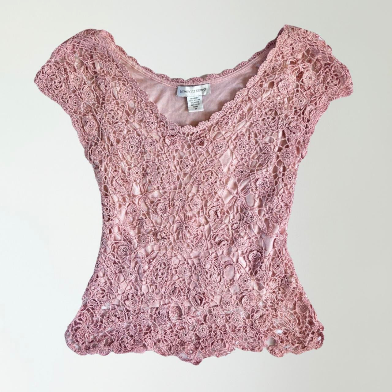 Vintage Crochet Fairy Pink Top (S)