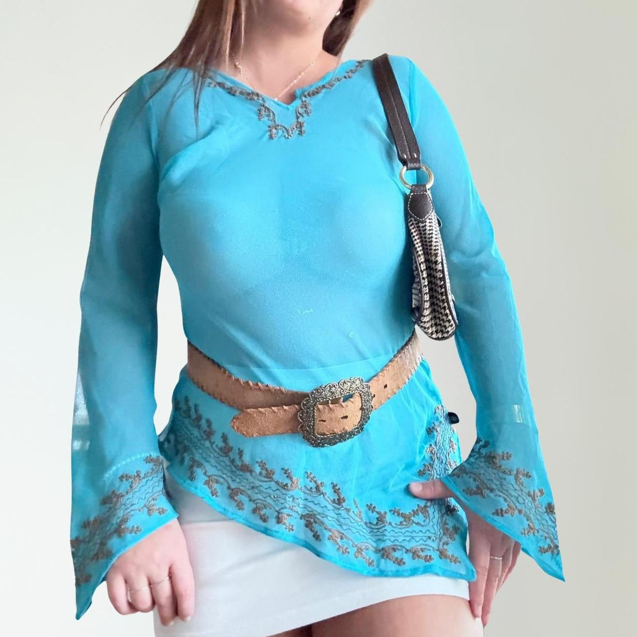 Y2K Asymmetrical Long Sleeve Top (S)