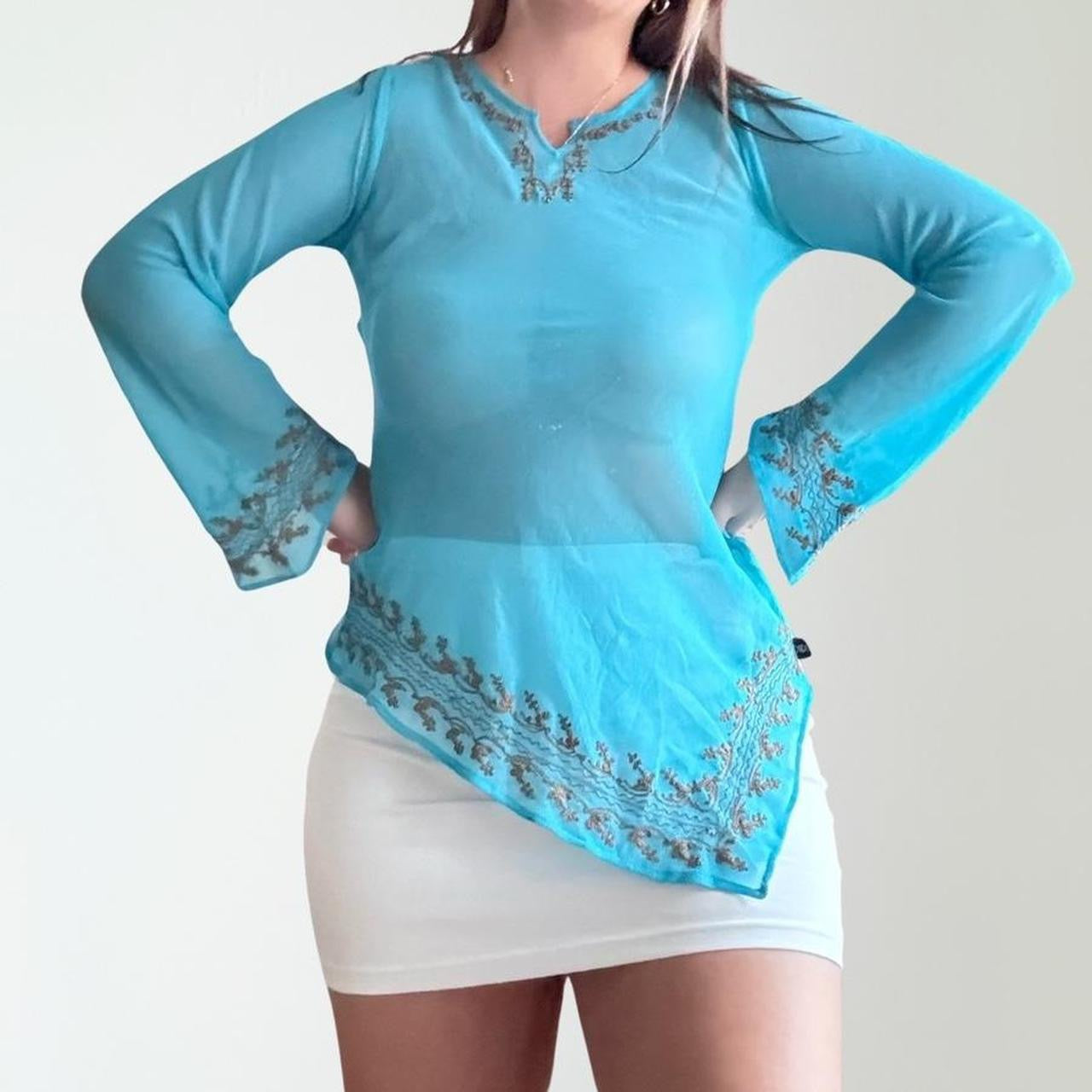 Y2K Asymmetrical Long Sleeve Top (S)
