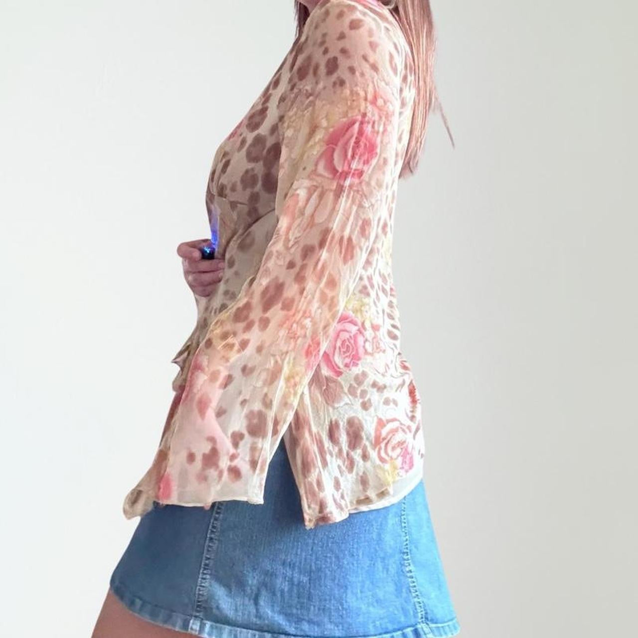 Y2K Silk Cheetah Whimsical Top (XL)