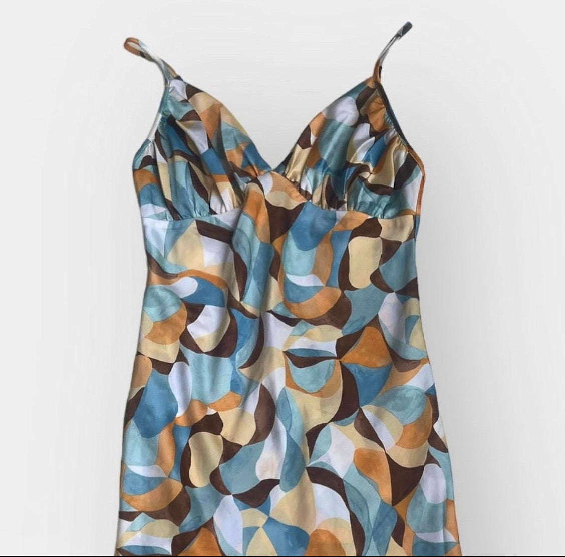 2000s Abercrombie & Fitch Silky Psychedelic Swirl Dress (S/M)