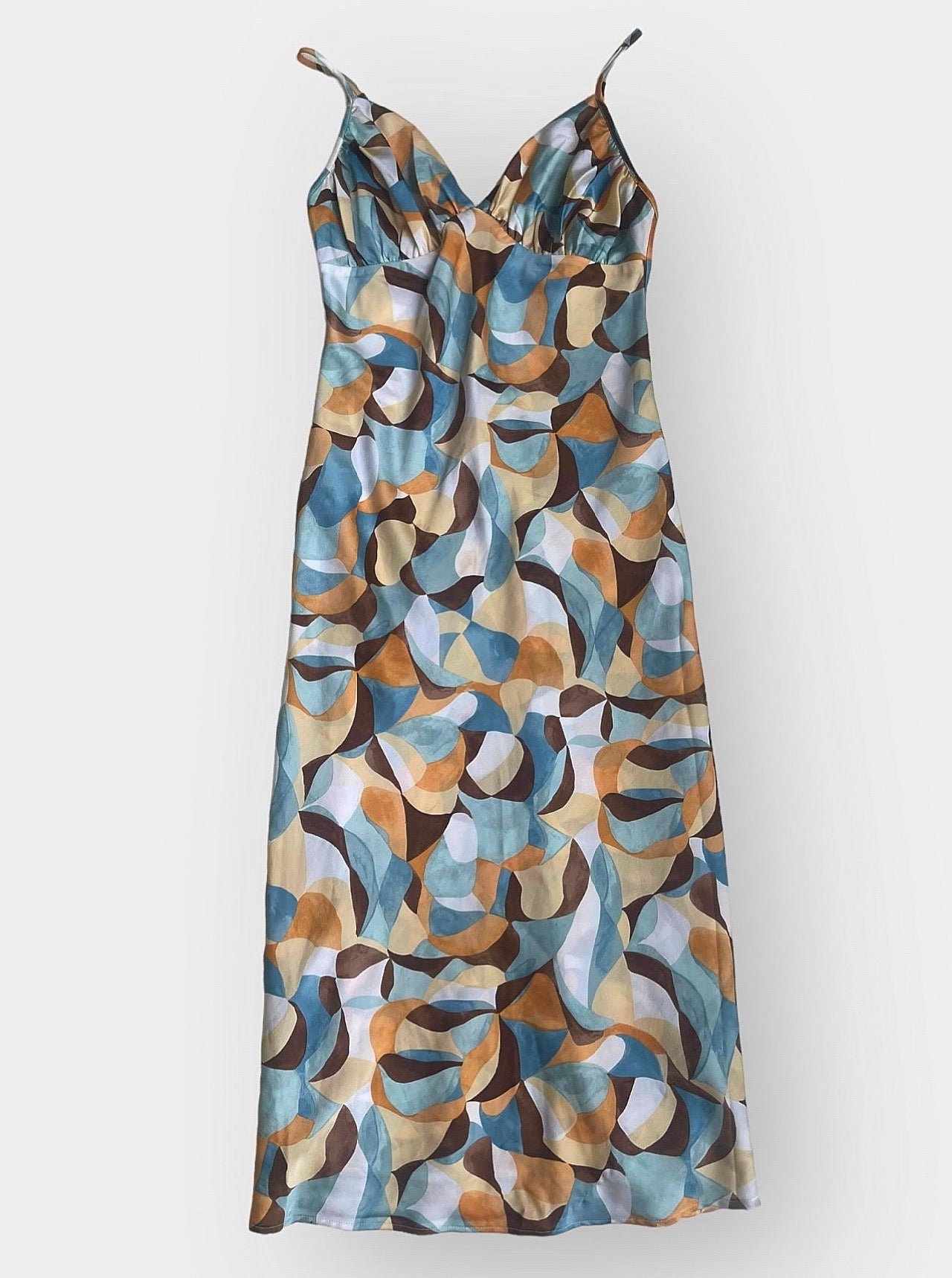 2000s Abercrombie & Fitch Silky Psychedelic Swirl Dress (S/M)