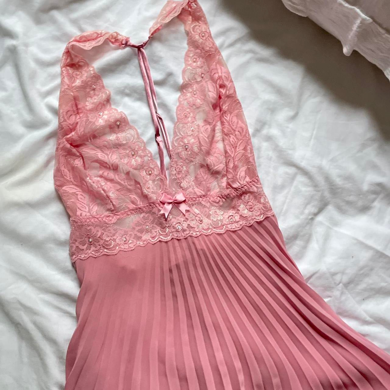 Vintage Pleated Lingerie Mini Dress (L)