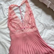 Vintage Pleated Lingerie Mini Dress (L)