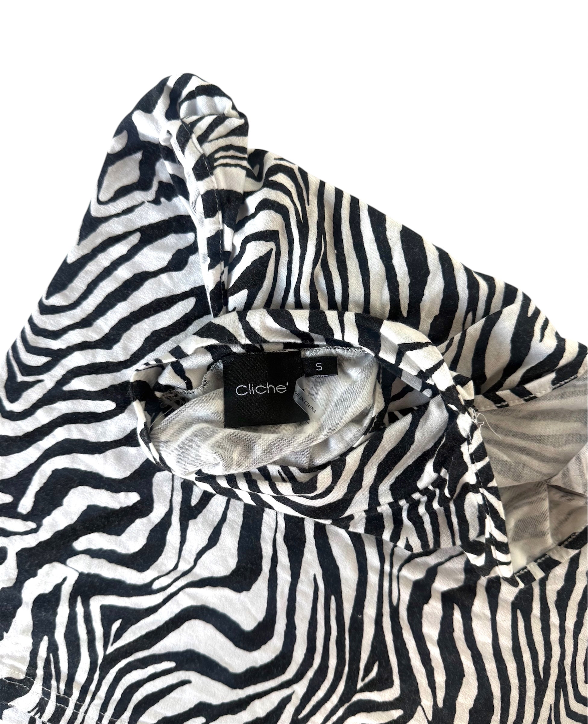 Cliché High Neck Zebra Halter (S)