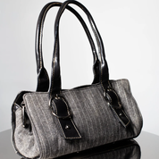 Apt. 9 Grey Pinstripe Purse With Silver Buckles