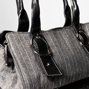 Apt. 9 Grey Pinstripe Purse With Silver Buckles