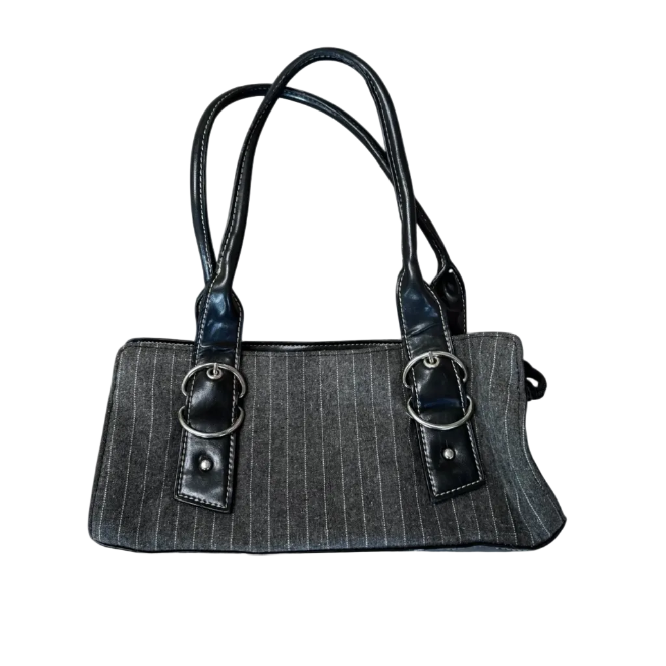 Apt. 9 Grey Pinstripe Purse With Silver Buckles
