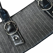 Apt. 9 Grey Pinstripe Purse With Silver Buckles