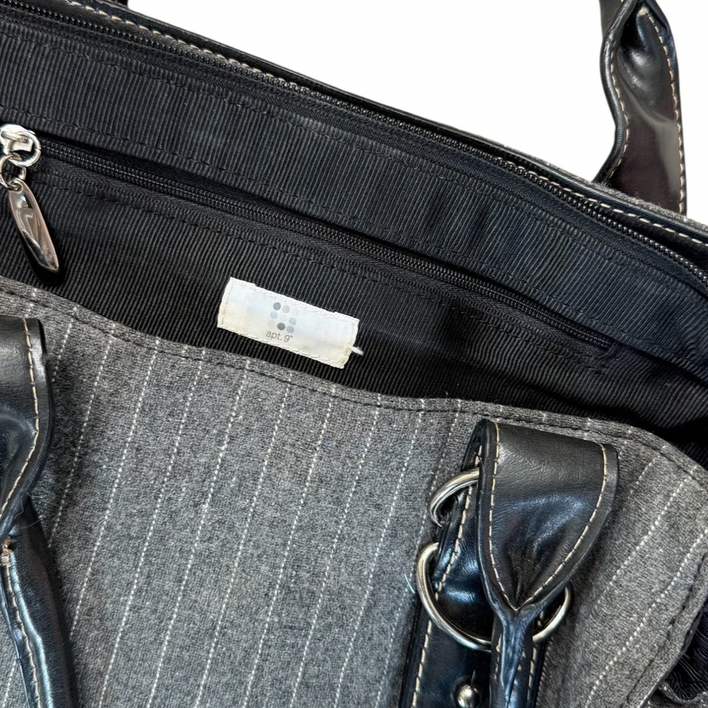 Apt. 9 Grey Pinstripe Purse With Silver Buckles