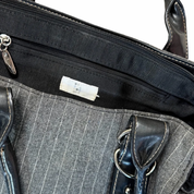 Apt. 9 Grey Pinstripe Purse With Silver Buckles