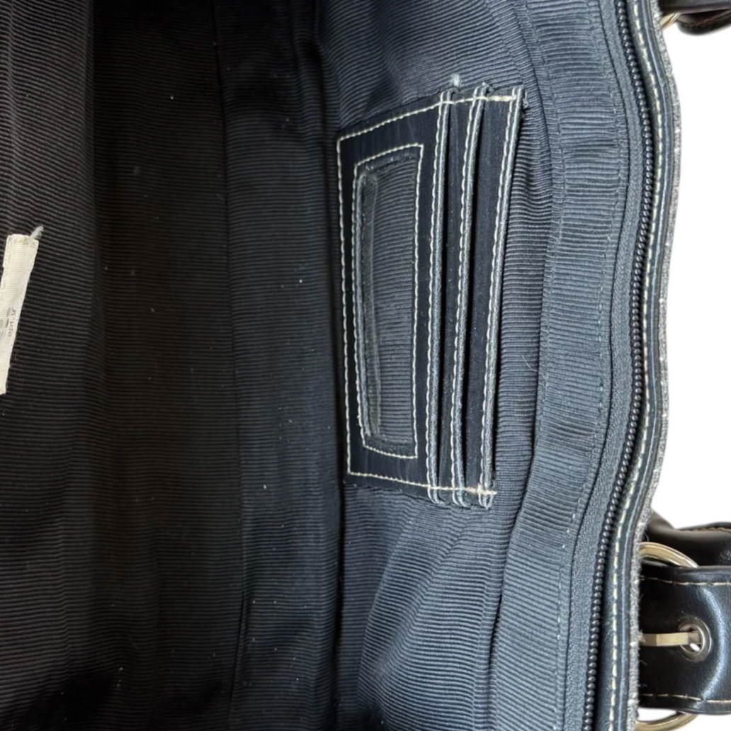 Apt. 9 Grey Pinstripe Purse With Silver Buckles